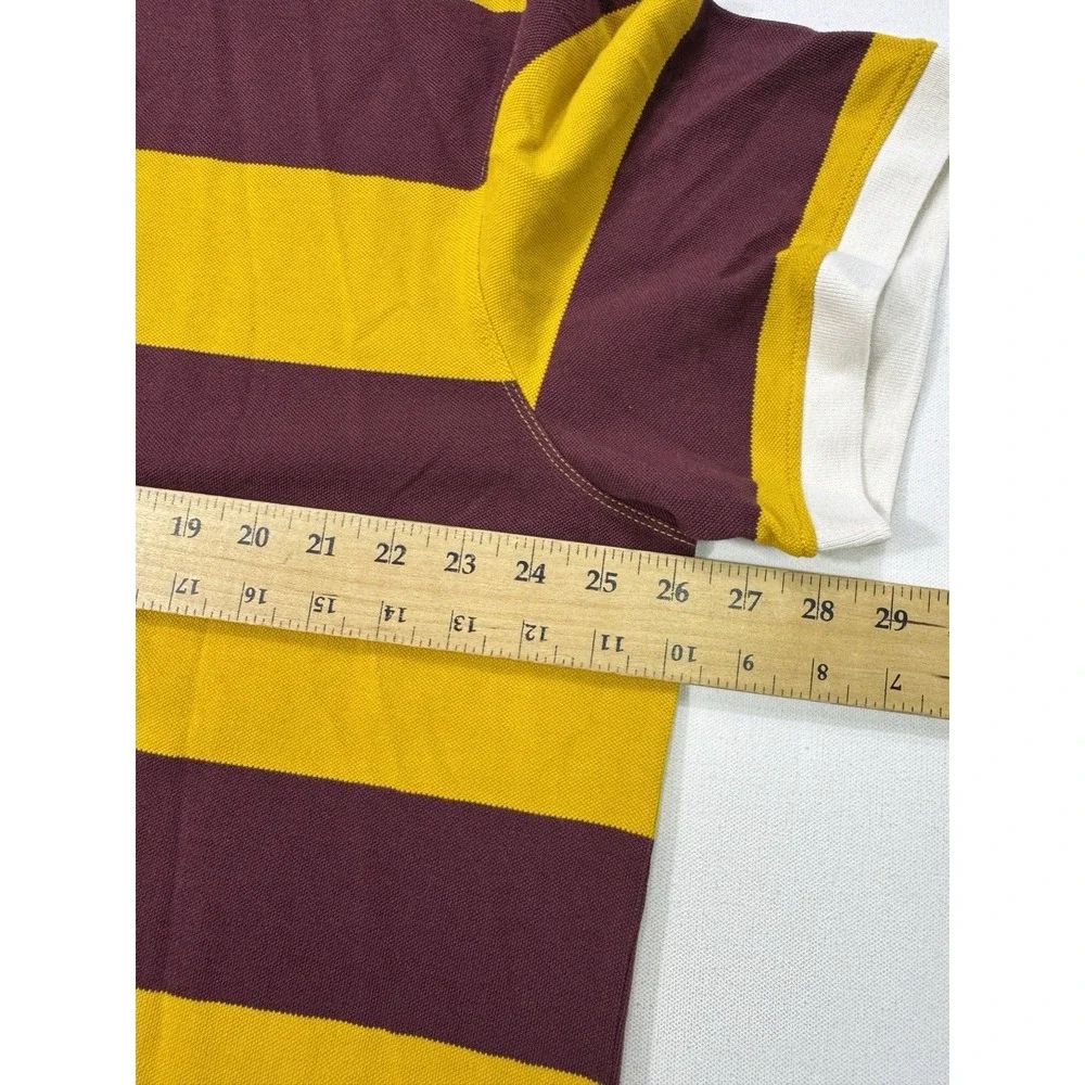 Banana Republic Mens 2XL Maroon Gold Rugby Striped Organic Cotton Pique Polo NWT